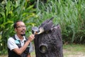 Jurong Bird Park - trained Vulture performing show - Singapore tourism Royalty Free Stock Photo