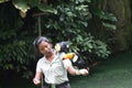 Jurong Bird Park - trained Toco Toucan performing show - Singapore tourism Royalty Free Stock Photo