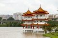 Twin Pagodas In Chinese Garden, Singapore . Royalty Free Stock Photo