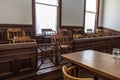 Jury Box And Defendant Table In Courtroom