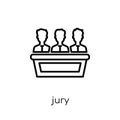Jury icon. Trendy modern flat linear vector Jury icon on white b