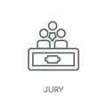 Jury linear icon. Modern outline Jury logo concept on white back