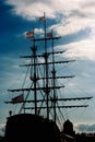 Jury-masts and rope of sailing ship