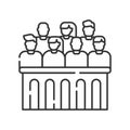 Jury trial line black icon. Courthouse concept. decision on a disputed issue in a civil or criminal case or an inquest