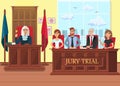 Jury Trial in Process Flat Vector Illustration