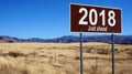 2018 Just Ahead brown road sign Royalty Free Stock Photo