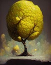 just a lemon tree vision illusion, fantasy lemon tree, ai generated image Royalty Free Stock Photo