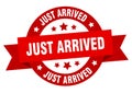 just arrived round ribbon isolated label. just arrived sign. Royalty Free Stock Photo