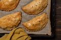Just baked meat turnovers or pies, or empanadas, or cornish pasty