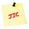 Just in case initialism JIC red marker written acronym text, isolated yellow post-it to-do list sticky note reminder abbreviation Royalty Free Stock Photo