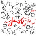 Just Family Doodle Vector Set