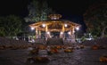 Just five seconds of peace, night photo of kiosks of center square