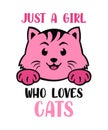 Just A Girl Who Loves Cats Shirt Design Royalty Free Stock Photo