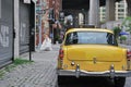 Just got married yellow cab Royalty Free Stock Photo