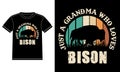 just a Grandma Who Loves Bisons Vintage T-shirt Design