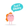 Just happy hand drawn vector illustration with cute cartoon woman closed eyes