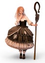 The Shepherdess with white Background. 3D Illustration Royalty Free Stock Photo