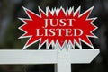 Just Listed Real Estate Sign