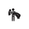 Just married black vector concept icon. Just married flat illustration, sign