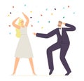 Just Married Bride and Groom Characters Dance, Happy Newlywed Couple Perform Wedding Dancing during Celebration Royalty Free Stock Photo