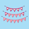 Just married buntings garlands, vector illustration Royalty Free Stock Photo