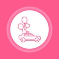 Just married car color line icon. Auto with balloons. Royalty Free Stock Photo