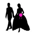 A just married couple, body black color silhouette vector Royalty Free Stock Photo