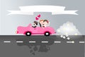 Just married couple in car Royalty Free Stock Photo