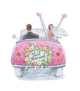 Just married couple in a car Royalty Free Stock Photo