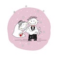 Just married couple - groom carrying bride in his arms Royalty Free Stock Photo