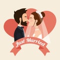 Just married couple kissing avatars characters Royalty Free Stock Photo