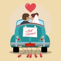 just married couple in love car Royalty Free Stock Photo