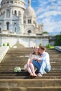 Just married couple on Montmarte in Paris Royalty Free Stock Photo