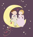 Just married couple on the moon Royalty Free Stock Photo