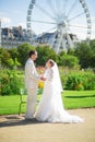 Just married couple in Paris Royalty Free Stock Photo