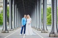 Just married couple in Paris, France Royalty Free Stock Photo