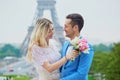 Just married couple in Paris, France Royalty Free Stock Photo