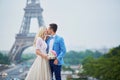 Just married couple in Paris, France Royalty Free Stock Photo