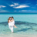 Just married couple in the sea