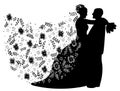 Just married couple silhouette, vector Royalty Free Stock Photo