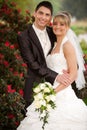 Just married couple smiling Royalty Free Stock Photo