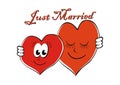 Just Married, greeting card for wedding, eps Royalty Free Stock Photo