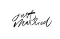 Just Married hand drawn vector brush calligraphy. Royalty Free Stock Photo