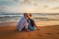 Just married kissing couple on the beach Royalty Free Stock Photo