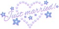 Just married label with hearts isolated Royalty Free Stock Photo