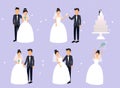 Just married , newlyweds, bride and groom set. Bride and groom. Royalty Free Stock Photo