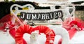 Just married note hanging from the car seat Royalty Free Stock Photo