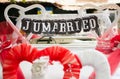 Just married note hanging from the car seat Royalty Free Stock Photo