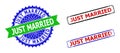 JUST MARRIED Rosette And Rectangle Bicolor Seals With Grunge Styles