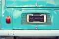 Just married sign on aquamarine classic vintage van Royalty Free Stock Photo